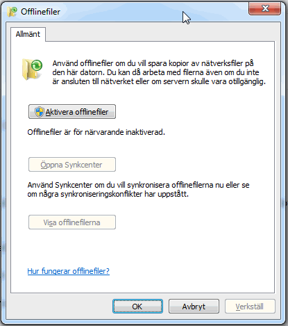 Hantera offlinefiler