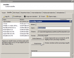 Komprimera PST filer i Outlook