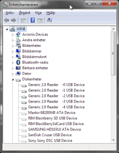 Picture of Device Manager with hidden devices