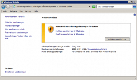 skärmbild av Windows Update