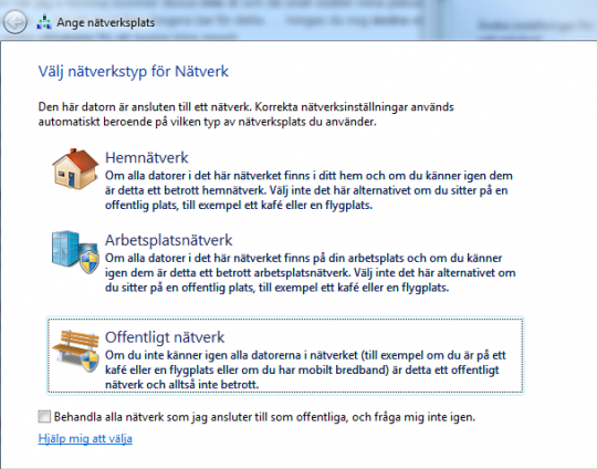 Bild av välj nätvärkstyp